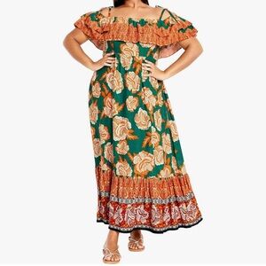 NWT City Chic Women's Maxi Runaway Border Size 24